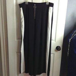 Belle Sky XL Black casual pants w/White stripes; Zipper.  Wide Legged, Stylish